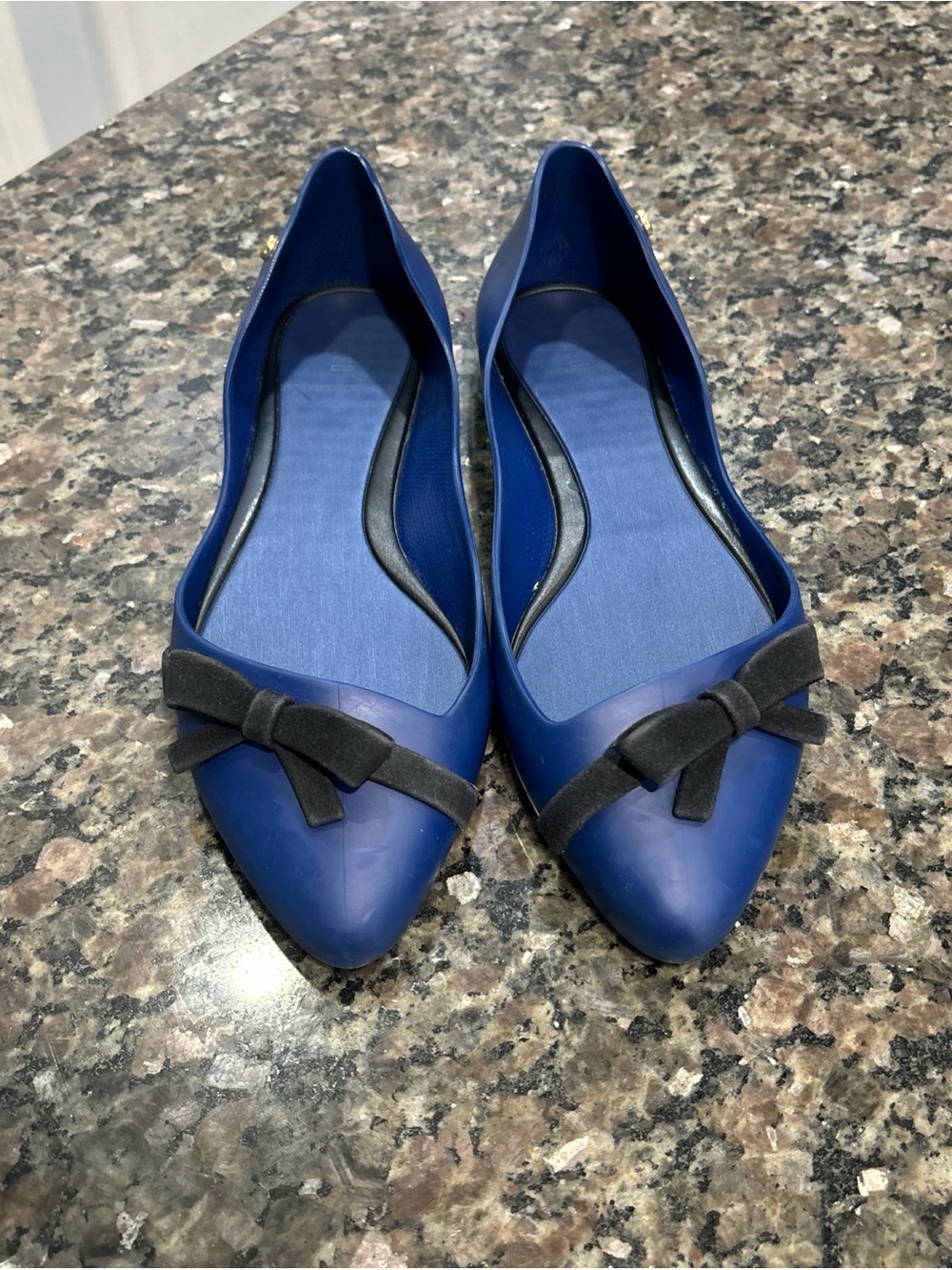 MELISSA Bow Women’s Ballet Ballerina Flats Size 7 Blue And Black